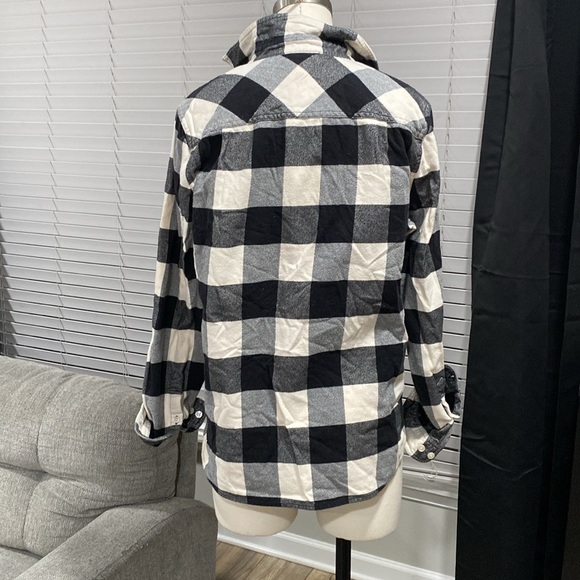 J CREW Flannel Quarter Zip Black White Buffalo Check Shirt SMALL - Picture 4 of 14